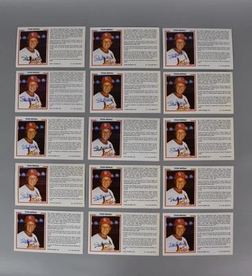 Lot of 15 Stan Musial Signed Autographed Photo Stat Cards - Image 1 of 2