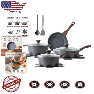 Sensarte 13tlg Antihaft Töpfe Pfannen Set Swiss ILAG Beschichtung Stay-Cool Griffe Ove... - Bild 1 von 11