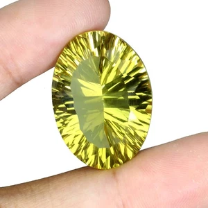 Oval Concave Cut Natural Unheated Top Lemon Quartz 20.69ct 23x17mm Gemstone - Picture 1 of 14