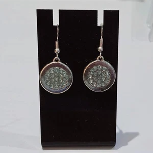 Silver Dangle Earrings with Light Blue Stones Double Sided NWOT - Picture 1 of 2