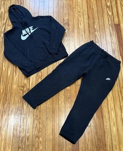 Nike Sportswear Club Fleece Black Hoodie & Pants Set Size XL Sweatsuit - Picture 1 of 3