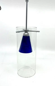 WAC KONIC QP711-Blue Chrome Pendant Canopy 5ft Braided Cable Handblown Glass - Picture 1 of 9