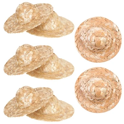  8 mini cappelli di paglia per bambola con cappello a cilindro in maglia di - Immagine 1 di 4