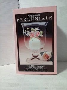 Pfaltzgraff Tea Rose Rare Pedestal Hurricane Glass with Ball Candle 247-154-00 - Picture 1 of 1