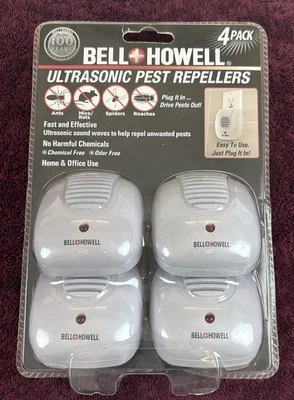 Nuevo repelente de plagas Bell Howell repelente de plagas ultrasónico 4 piezas ratas ratones cucarachas Foto 1 de 4