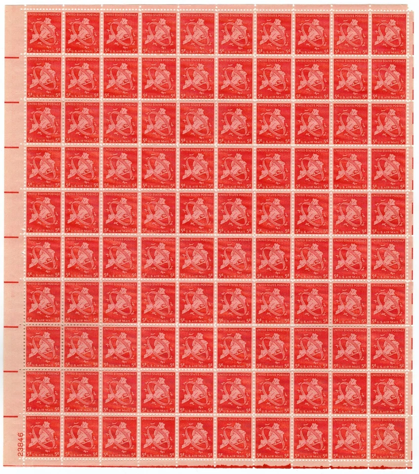 Scott #c38 Map of 5 Buroughs Airmail Sheet of 100 Stamps - MNH P#23846 LL - Image 1 of 1