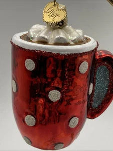 Old World Christmas Ornament Red Cup With Hot Cocoa - Picture 1 of 4