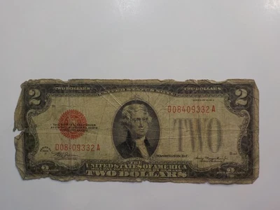 Currency Note 1928 2 Dollar Bill Paper Money Red Seal United States American - Image 1 of 2