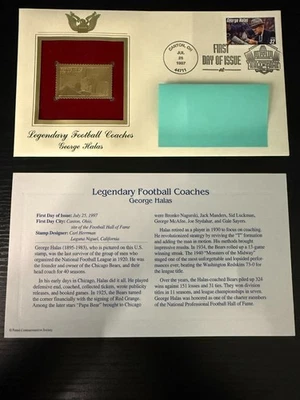 Legendary Football Coaches-George Halas 22k Gold & First Day of Issue US Stamps - Image 1 of 4