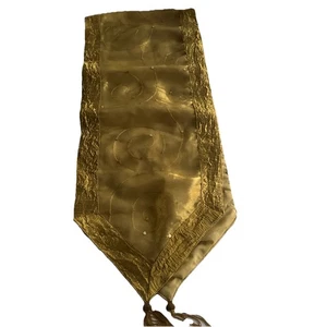 Pier 1 Gold Swirl 14” x 72” Tischläufer Pailletten Perlen Quaste Urlaub Weihnachten - Bild 1 von 12