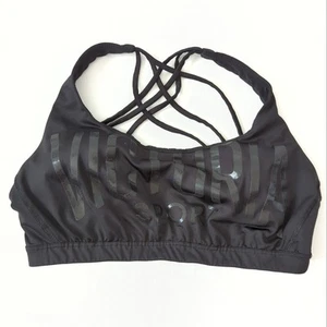 Victoria's Secret Womens Sports Bra Black Large Spell Out Logo Strappy Crossover - Picture 1 of 5