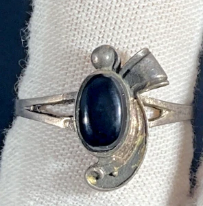 Hand Made Sterling Silver 925 Size 8 Black Onyx Angel Gemstone Ring - Picture 1 of 5