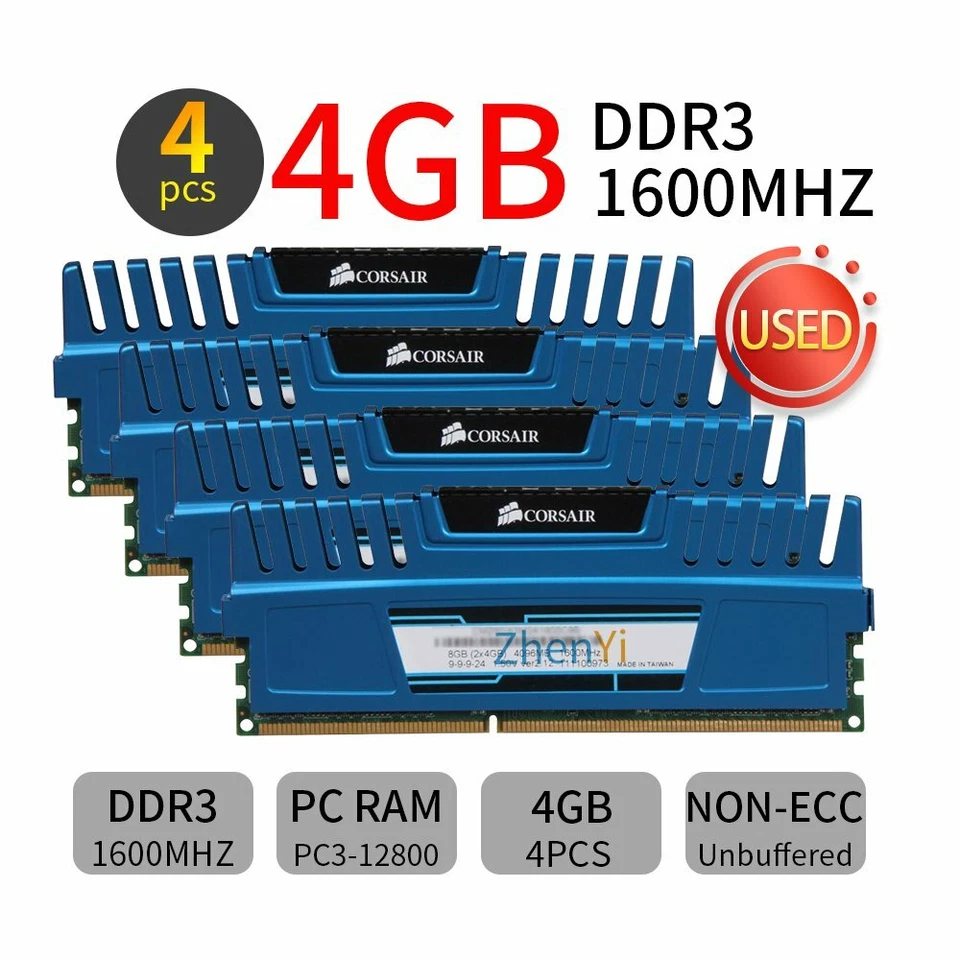 16GB 8GB 4G DDR3 1600MHz CL9 240Pin Dimm Desktop Memory RAM Corsair Vengeance BT - Image 1 of 4