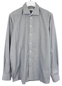 Eton Zeitgenössisches Hemd Herren 43 / 17 Hahnentritt Muster Knopfverschluss - Picture 1 of 9