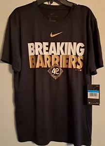 Neu mit Etikett Jackie Robinson Breaking Barriers Dodgers Nike Dri-Fit Legend Lg schwarzes Shirt - Bild 1 von 5