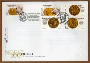 Sweden - USA  2001 nobel prize FDC - face value price apr. 4 $ !!! - Picture 1 of 1