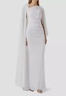 $2595 Talbot Runhof Women's White Draped Asymmetric Cape Gown Dress Size 6