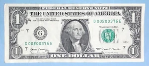 2003 July 6 Birthday Note $1 One Dollar Bill G 00200376 E (_ _ 2003 - 7 - 6 ) - Picture 1 of 2