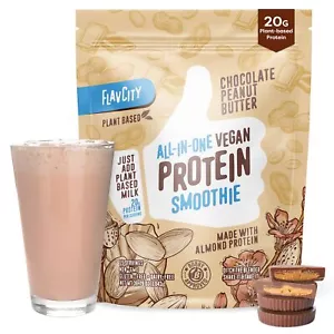 FlavCity All-in-One Vegan Protein Powder Smoothie Chocolate Peanut Butter - P... - Picture 1 of 7