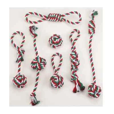 Christmas Dog Rope Toys Heavy Duty Large Dogs Aggressive  Puppy Teething 7 Pack - Image 1 of 4