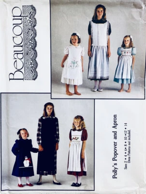 BEAUCOUP Heirloom Smocking Sewing Pattern: Pinafore & Apron, Girls Sizes 2 - 14 - Image 1 of 2