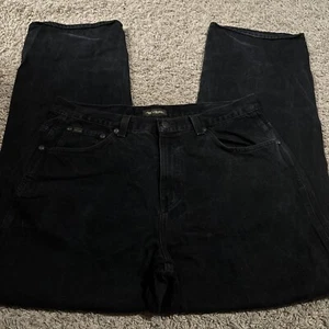 VTG Y2K Reverb Jeans Baggy Straight Black Jeans 36x34 Skate Grunge Denim - Picture 1 of 7