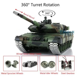 1/16 Henglong TK 7.0 Leopard2A6 BB IR RC Tank 3889 360° Barrel Recoil Battery - Picture 1 of 2