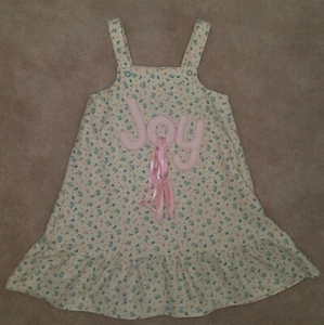 Handmade JOY Girls Corduroy Dress Yellow Pink Floral Ballet Slippers APPROX 4-6 - Picture 1 of 5