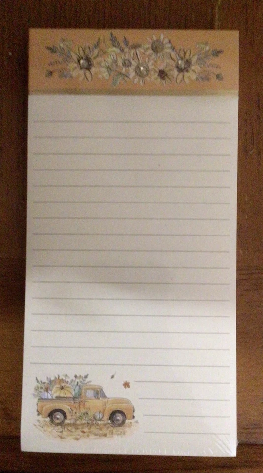 Punch Studio Magnetic List Pad-100 Sheets-New-Fall Floral truck New