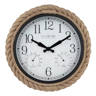La Crosse Wall Clock 14" Indoor/Outdoor Rope Analog Quartz Weather-Resistant - Image 1 of 4