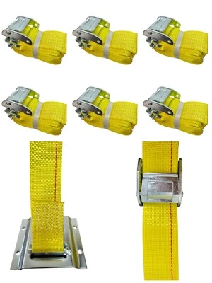 6PK 2" x 16' E-Track Cam Buckle Tie Down Straps for Truck Trailer Van 1000Lb WLL - Image 1 of 4