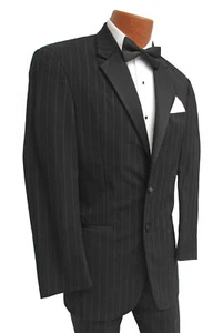 Men's Ralph Lauren Black Tuxedo with Pants Pinstriped Two Button 40L 34W - Picture 1 of 3