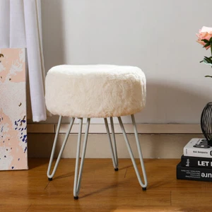 Luxury Plush Velvet Stool Metal Hairpin Leg Bedroom Seating Dressing Table Stool - Picture 1 of 11