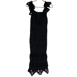 Shona Joy Viola Cocktail Midi Dress Black Women’s Size 2 Eyelet Lined Sleeveless - Picture 1 of 13