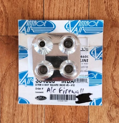 VINTAGE AIR 384600-MBA FIREWALL BULKHEAD BILLET ALUMINUM POLISHED 4-PORT KIT - Image 1 of 3