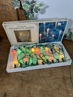 Vintage Christmas Fairy Hanging Multicolour Icicle Shape Tree Lights x 20 - Image 1 of 4