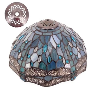 Blue Stained Glass Dragonfly Table Lamp Tiffany Style Shade Replacement 12x6 - Picture 1 of 13