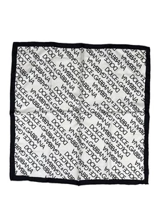 Dolce & Gabbana D&G Logo Muster AOP schwarz & weiß 100 % Seide Schal Größe 18"x18" - Bild 1 von 4