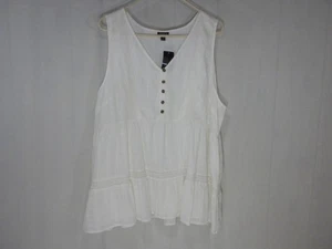 Torrid Tank Top 2X Size 2 White Babydoll Cotton Crochet Inset Tiered NWT - Picture 1 of 12