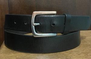 VTG Gap Black Distressed Leather Belt Sz 40 1-5/16”Wide Nickel Bkl Solid Cond. - Picture 1 of 7