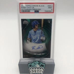 Topps 2022 cromo negro Bobby Witt Jr. refractor verde automático/99 #BWJ PSA 9 - Imagen 1 de 2