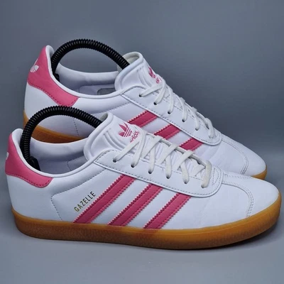 Adidas Originals Gazelle J Trainers Shoes White Pink Gum Size UK 5 - Image 1 of 4