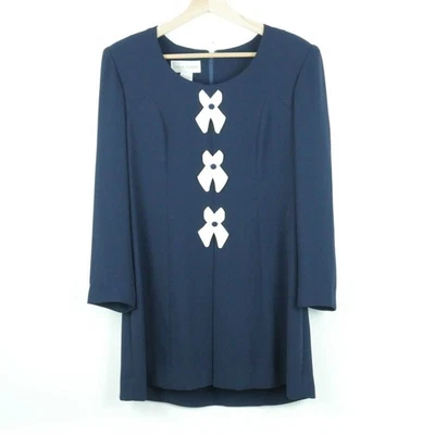 Vestido Vintage Talla 6 Mini 90 Academia Bow Sailorcore Twee Preppy Country Club Foto 1 de 4