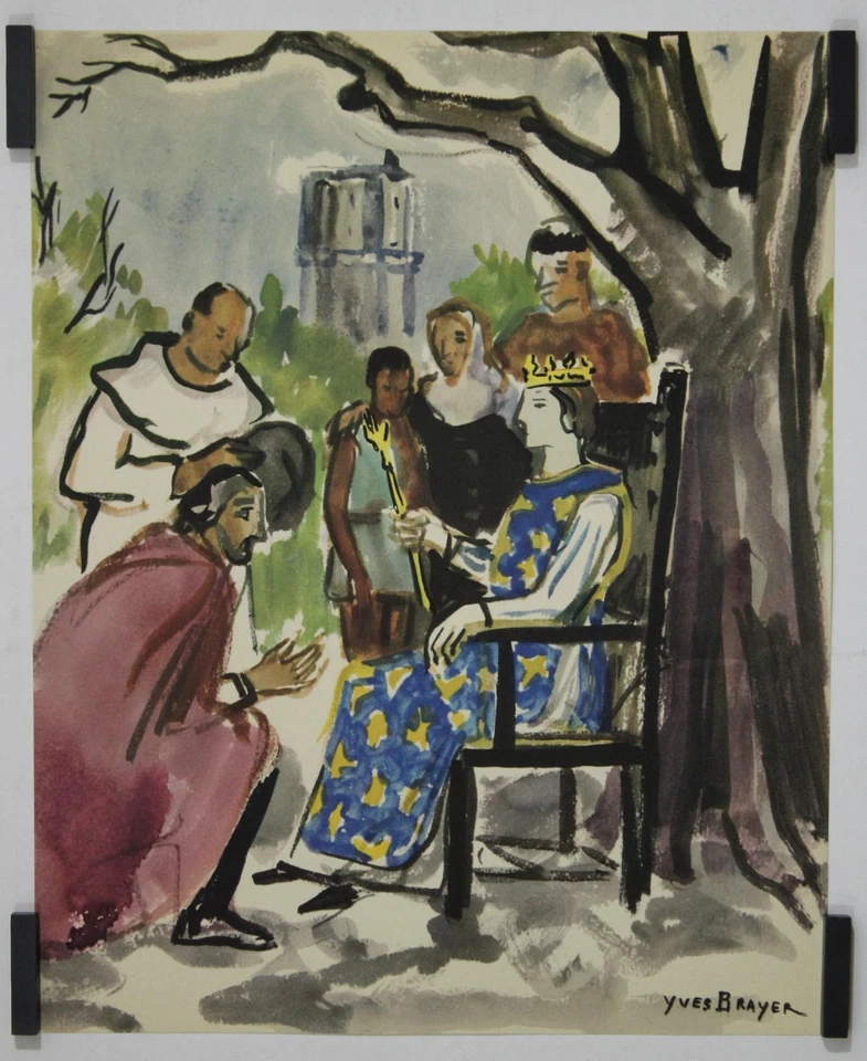 Brayer Yves Le chêne de Vincennes 1963 Estampe en couleur Histoire Royauté - Photo 1/1