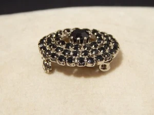 VINTAGE BIJOUX SPILLA ARGENTATA CON PIETRE NERE ANNI '70 - Imagen 1 de 5