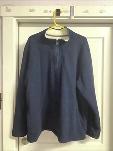 Mens ORVIS 1/4 Zip Knit Sweater SHERPA FLEECE LINED blue Pullover Size XXL - Picture 1 of 6