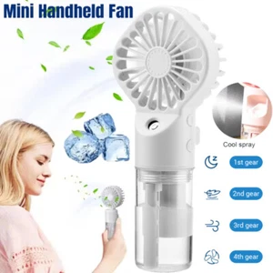 Water Misting Fan Handheld Outdoor Portable Spray Fans USB Rechargeable Desk Fan - Picture 1 of 18