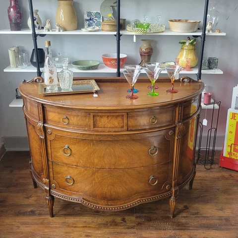 Antique Mahogany 52" Half Circle Buffet/ Console Cabbinet | John Widdicomb Cover