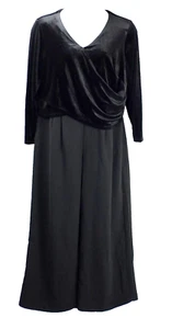 NUEVO Mono Jessica London Negro Talla 16 Mameluco Terciopelo Corpiño Piernas Anchas - Imagen 1 de 4