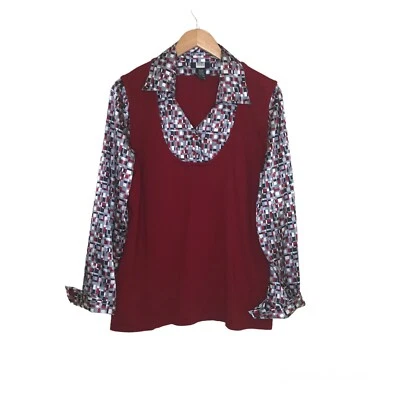 Suéter Studio 1940 para mujer Twofer talla 14/16W cuello en V rojo manga larga oficina tejido Foto 1 de 4